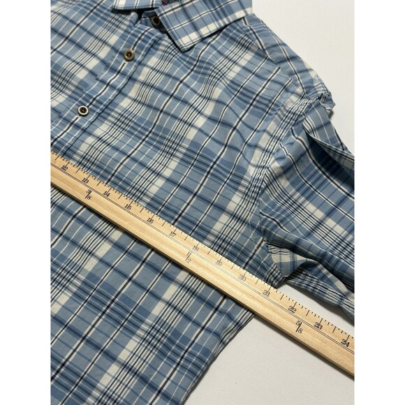 Untuckit Button Down Shirt Mens Medium Blue White Plaid Cotton Flannel - Picture 10 of 12